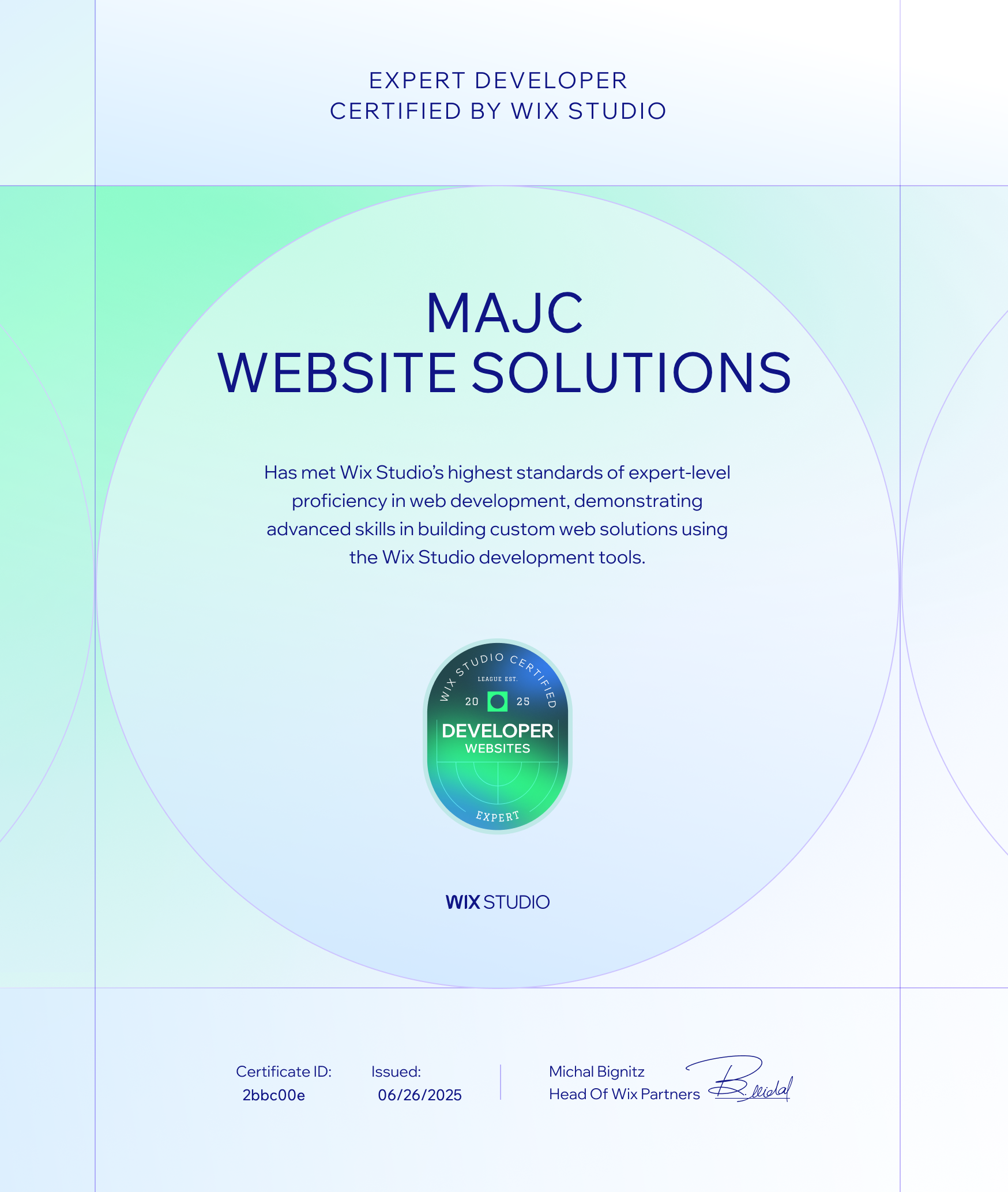 Wix Studio Expert Developer diploma